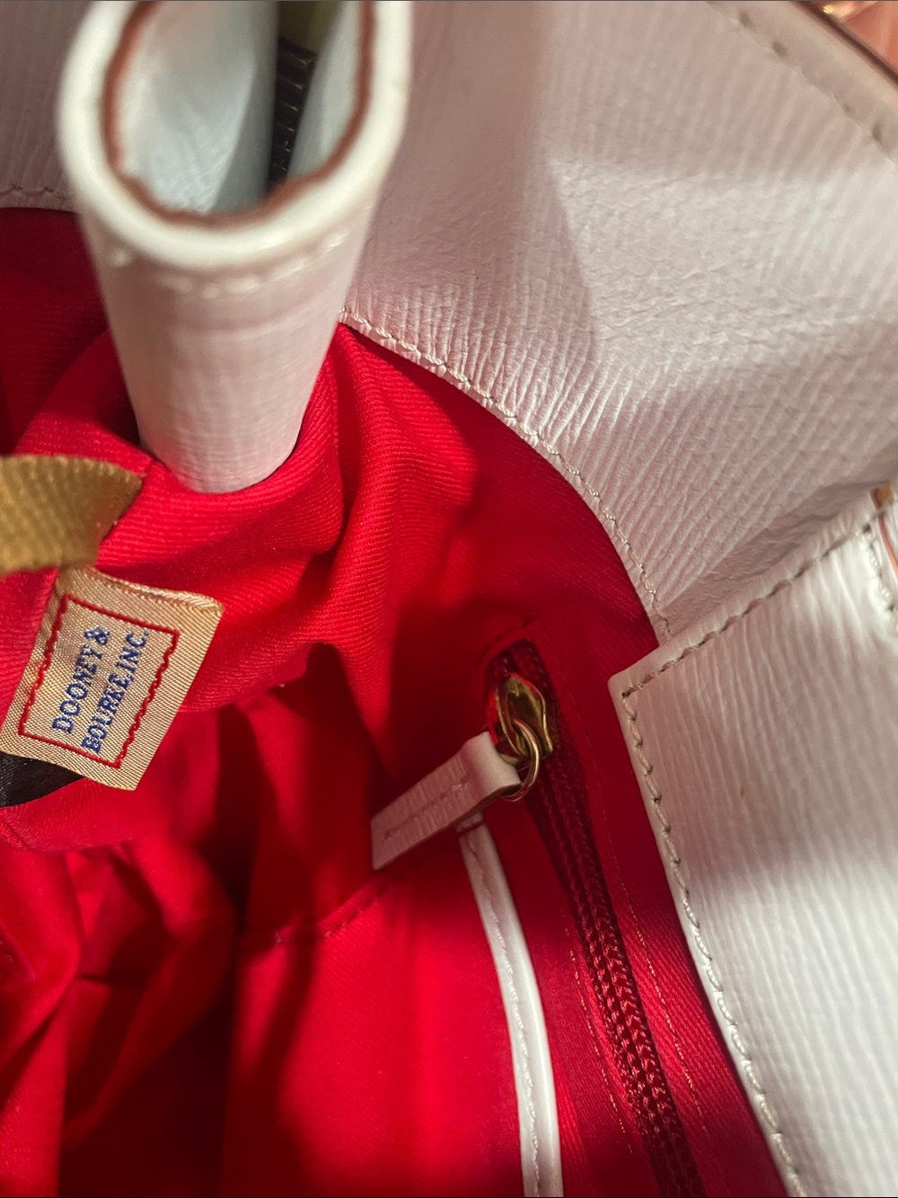 Dooney & Bourke White Shoulder Tote with Brown Trim - Picture 9 of 10